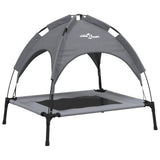 Lit pour chien Vidaxl avec auvent tissu oxford et acier anthracite
