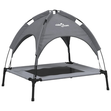 Lit pour chien Vidaxl avec auvent tissu oxford et acier anthracite