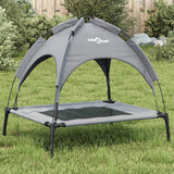 Lit pour chien Vidaxl avec auvent tissu oxford et acier anthracite