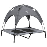 Lit pour chien Vidaxl avec auvent tissu oxford et acier anthracite