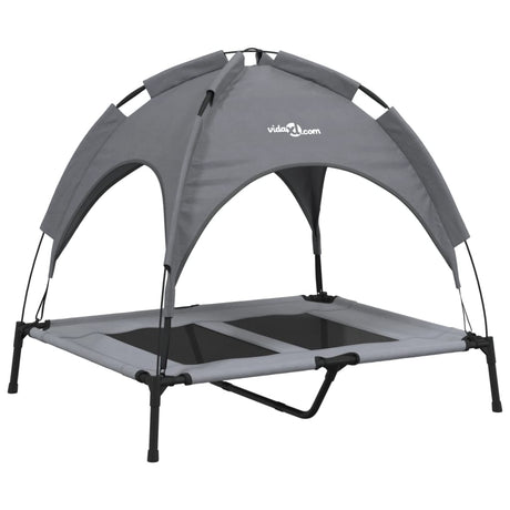 Lit pour chien Vidaxl avec auvent tissu oxford et acier anthracite