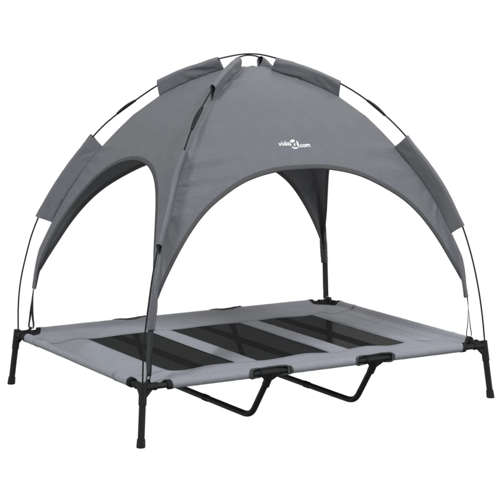Lit pour chien Vidaxl avec auvent tissu oxford et acier anthracite