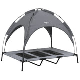 Lit pour chien Vidaxl avec auvent tissu oxford et acier anthracite
