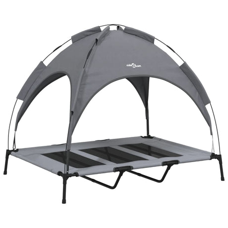Lit pour chien Vidaxl avec auvent tissu oxford et acier anthracite