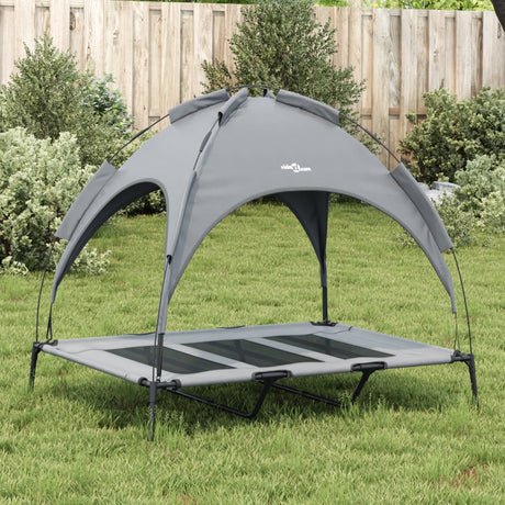 Lit pour chien Vidaxl avec auvent tissu oxford et acier anthracite
