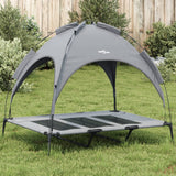 Lit pour chien Vidaxl avec auvent tissu oxford et acier anthracite