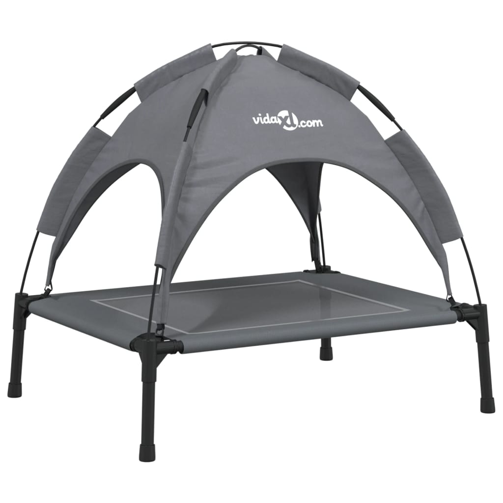 VidaXL Lit pour chien avec auvent tissu oxford et acier anthracite
