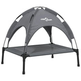 VidaXL Lit pour chien avec auvent tissu oxford et acier anthracite