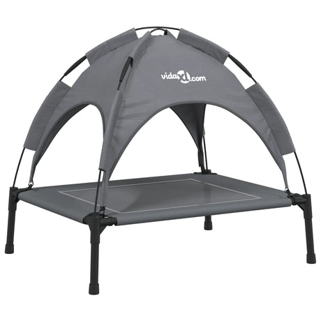 VidaXL Lit pour chien avec auvent tissu oxford et acier anthracite