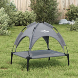 VidaXL Lit pour chien avec auvent tissu oxford et acier anthracite