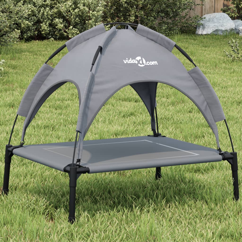 VidaXL Lit pour chien avec auvent tissu oxford et acier anthracite