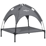 Lit pour chien Vidaxl avec auvent tissu oxford et acier anthracite