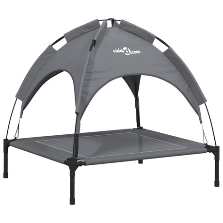 Lit pour chien Vidaxl avec auvent tissu oxford et acier anthracite