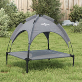 Lit pour chien Vidaxl avec auvent tissu oxford et acier anthracite