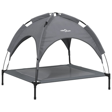 Lit pour chien Vidaxl avec auvent tissu oxford et acier anthracite