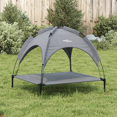 Lit pour chien Vidaxl avec auvent tissu oxford et acier anthracite