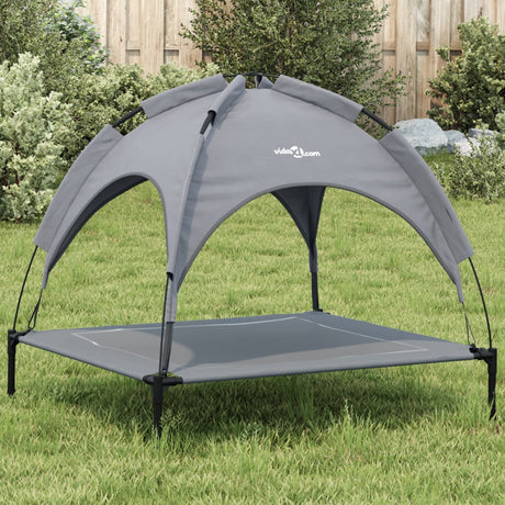 Lit pour chien Vidaxl avec auvent tissu oxford et acier anthracite