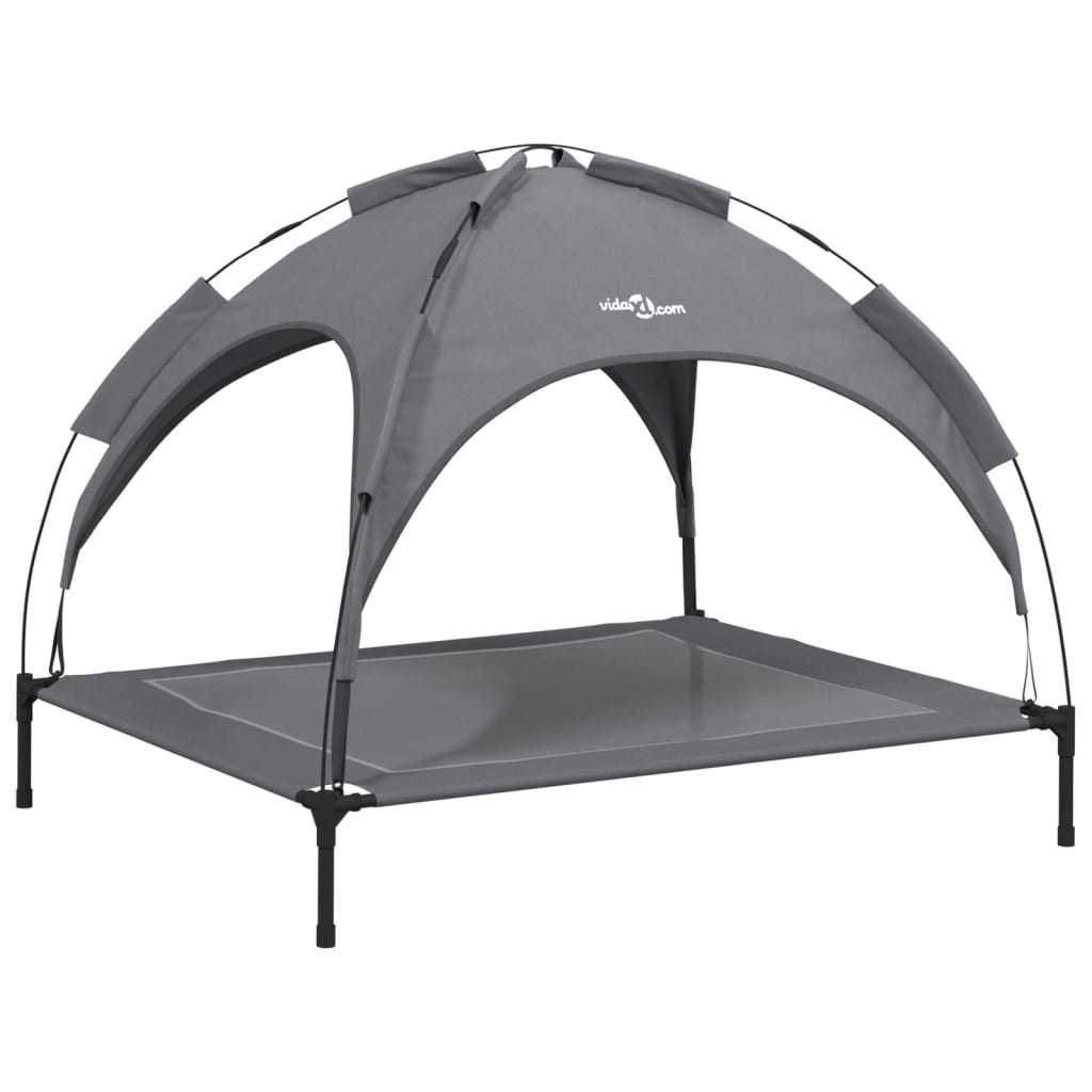 Lit pour chien Vidaxl avec auvent tissu oxford et acier anthracite
