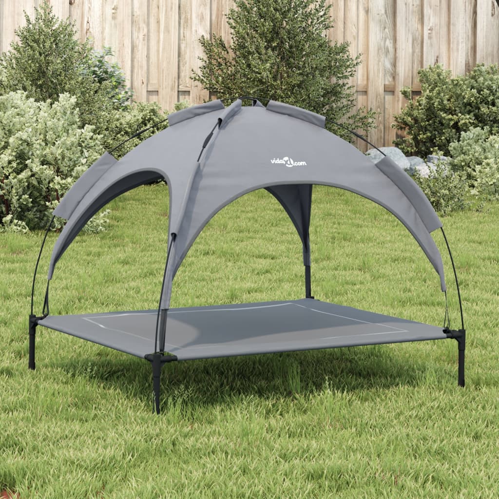 Lit pour chien Vidaxl avec auvent tissu oxford et acier anthracite