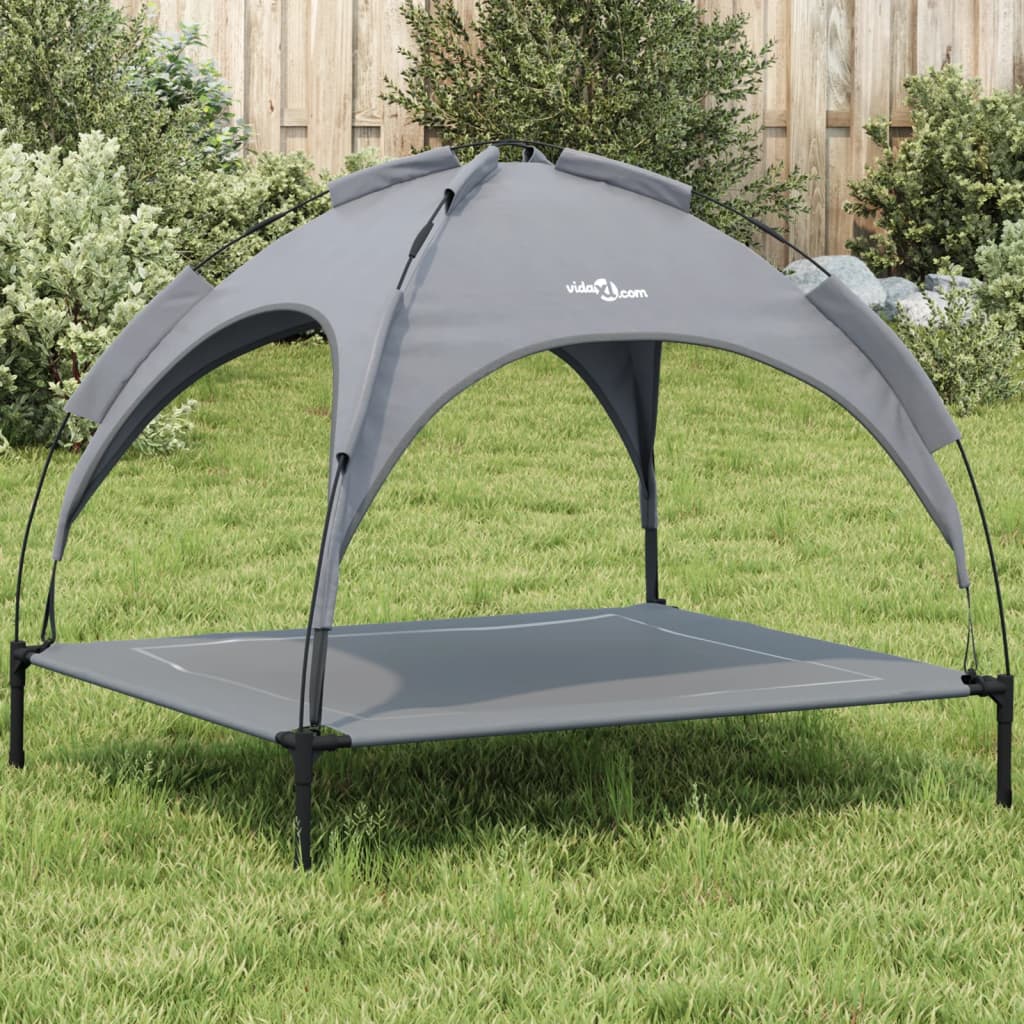 Lit pour chien Vidaxl avec auvent tissu oxford et acier anthracite