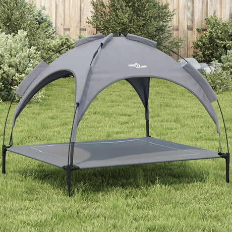 Lit pour chien Vidaxl avec auvent tissu oxford et acier anthracite