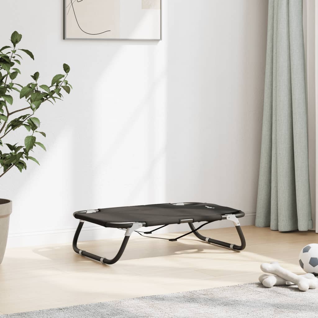 Lit pliable pour chien Vidaxl en tissu oxford et acier, anthracite