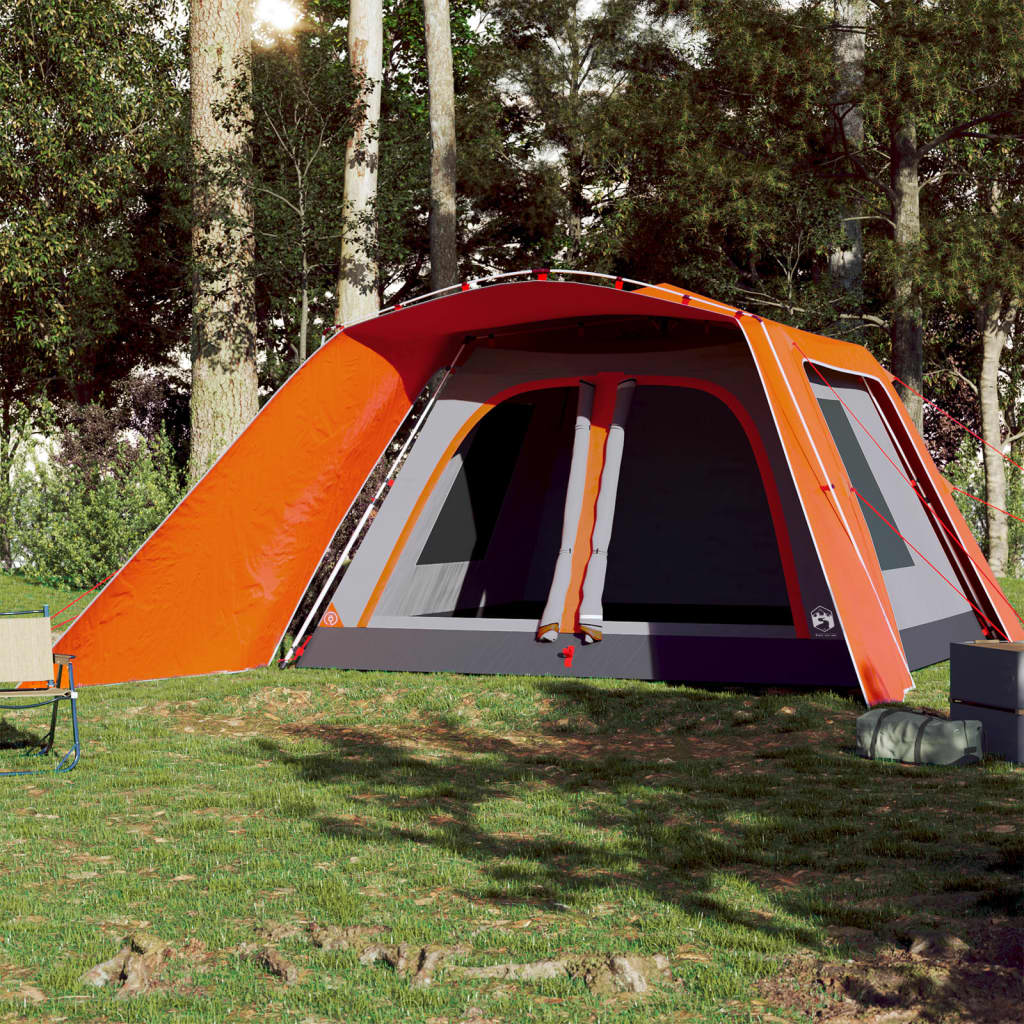 VidaXL tent with awning 9-person fast release gray and orange