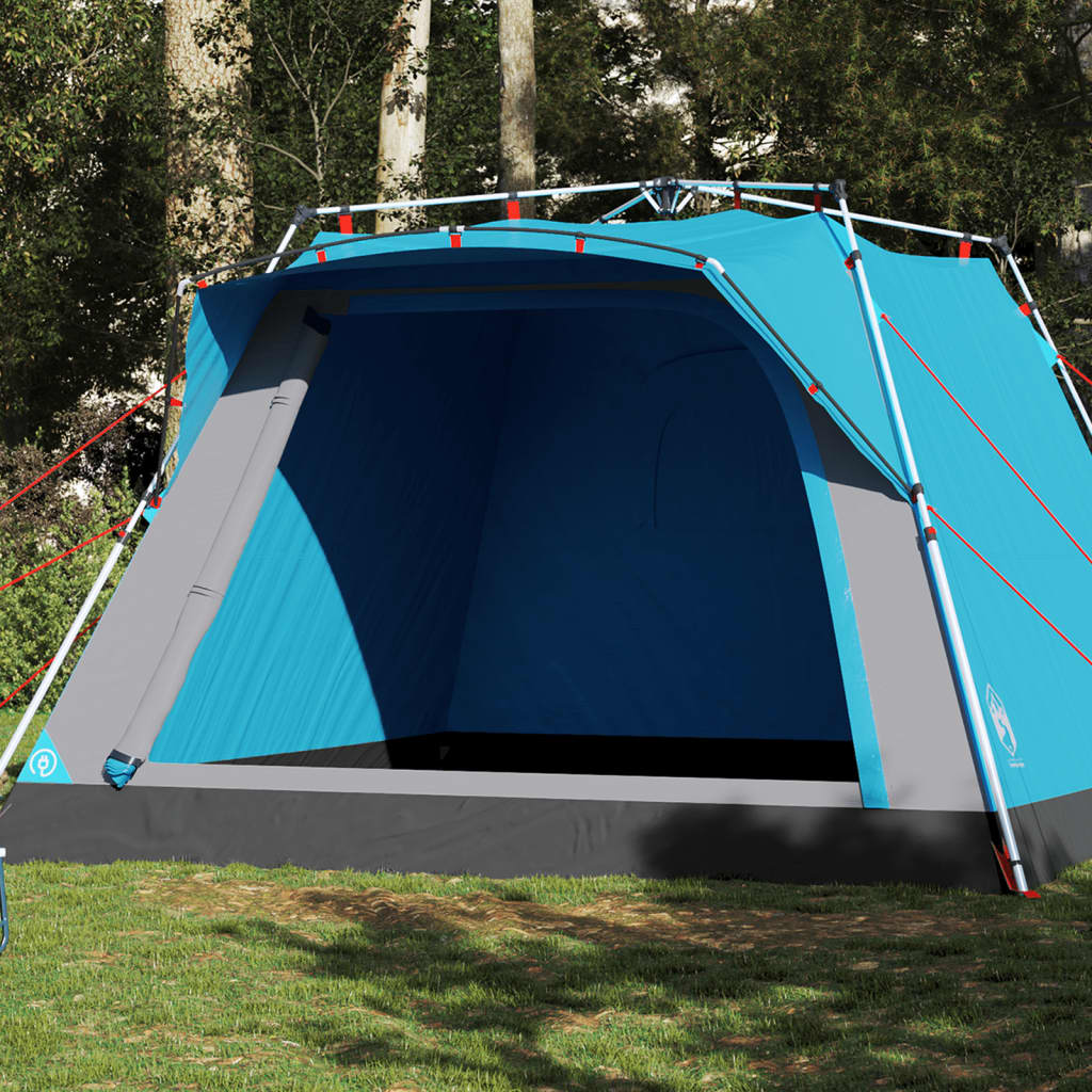 Tente de camping Vidaxl 4 personnes à dégagement rapide bleu