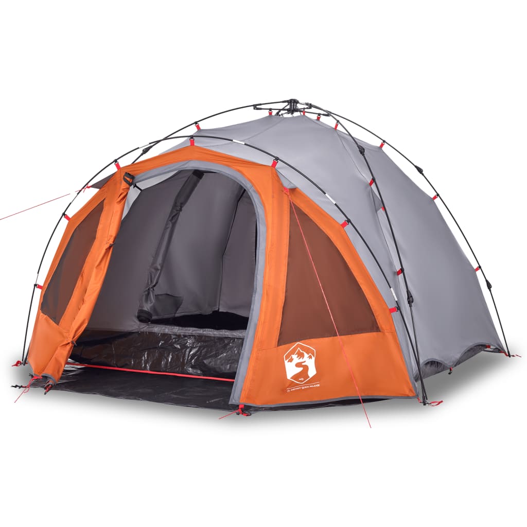 Vidaxl Dome Tenda 3 persone Rilascio veloce grigio e arancione