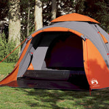 Vidaxl Dome Tent de 3 personas Liberación rápida de gris y naranja