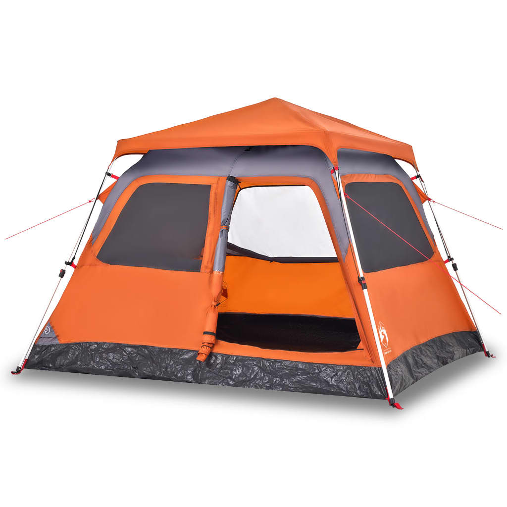 Vidaxl Dome Stan 4-Person Rychlé uvolnění šedé a oranžové