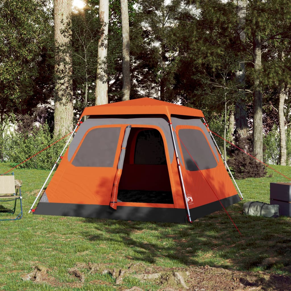 Vidaxl Dome Tenda Release veloce di 4 persone Grey and Orange