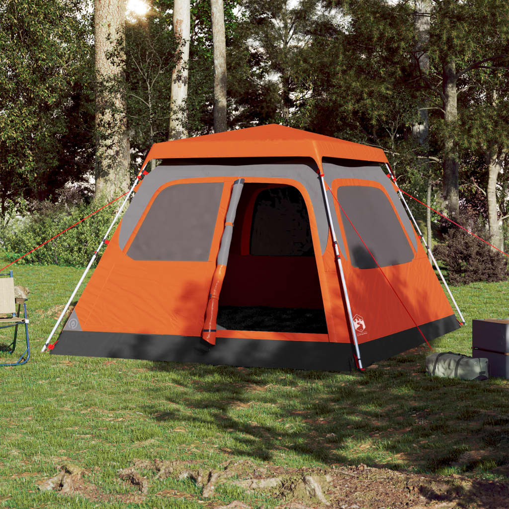 Vidaxl Dome Tent 6 Personne Fast Release Grey and Orange