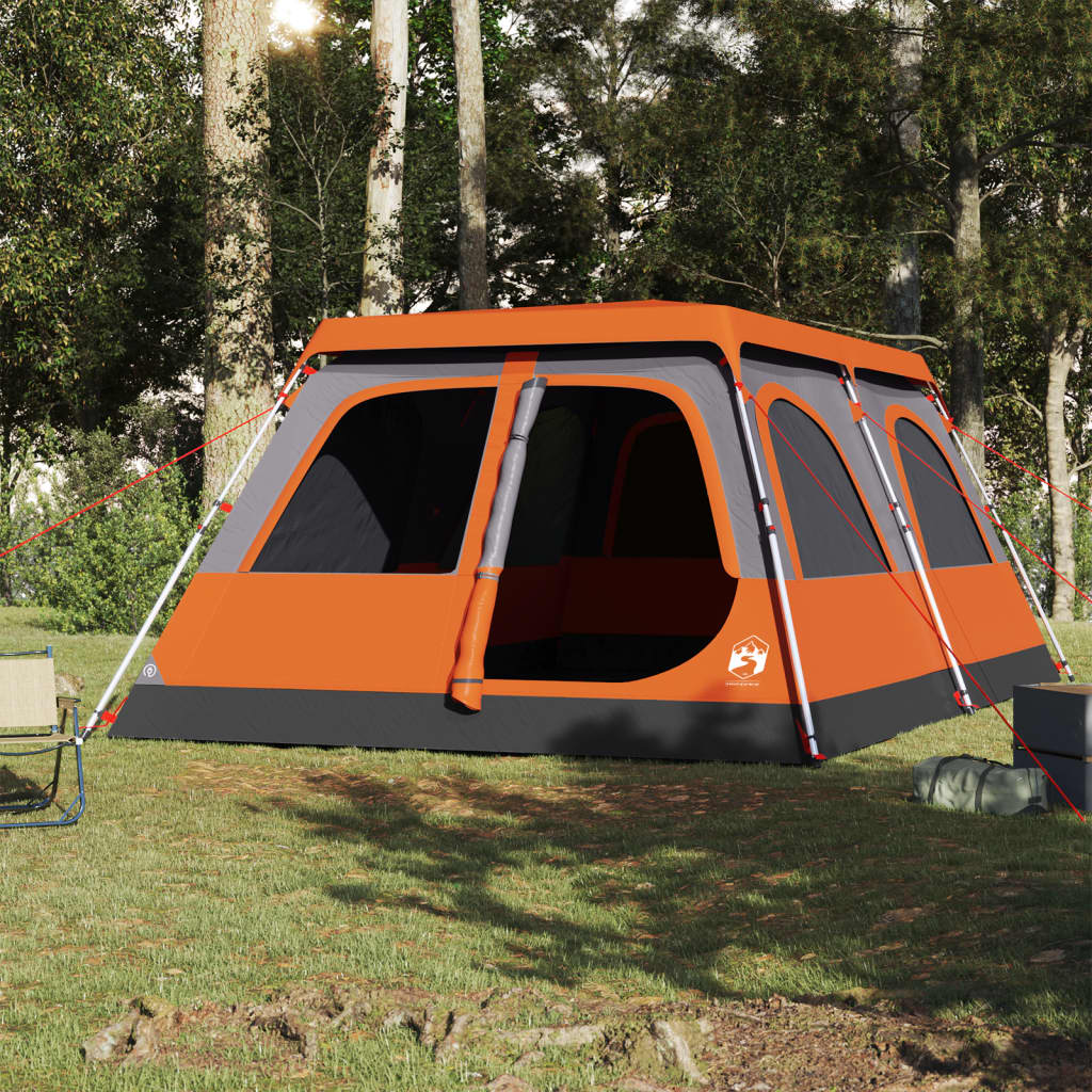 Vidaxl Dome Tent de 8 personas Liberación rápida de gris y naranja