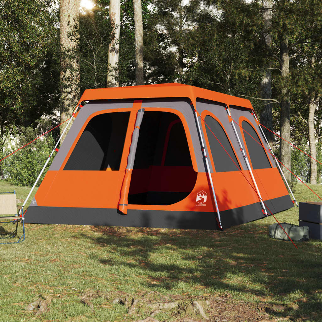 Vidaxl Dome Tält 10-person Fast Release Grey and Orange