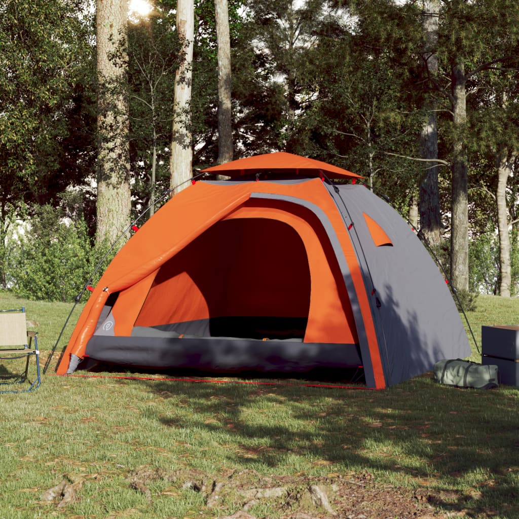 Vidaxl Dome Tent 4 Personne Fast Release Gray et Orange