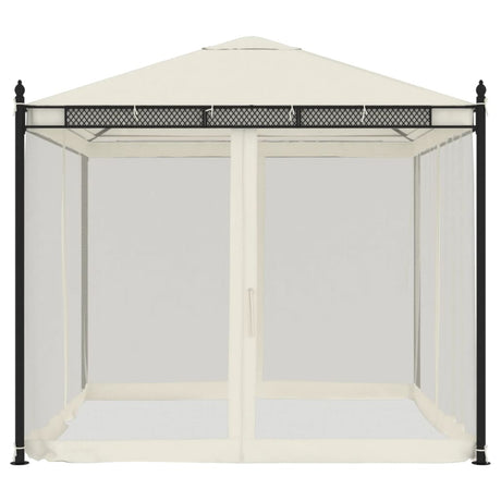 Tonnelle Vidaxx avec parois latérales en maille 2,93x2,93 m acier couleur crème