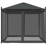 Tonnelle Vidaxx avec parois latérales en maille 2,93x2,93m acier anthracite