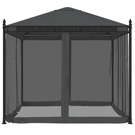 Tonnelle Vidaxx avec parois latérales en maille 2,93x2,93m acier anthracite