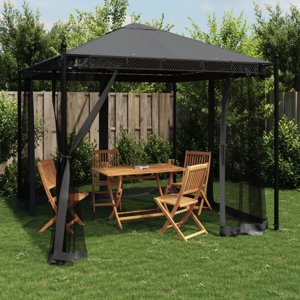 Vidaxl Arbor con pareti laterali di mesh 2.93x2.93m in acciaio antracite -Collorato