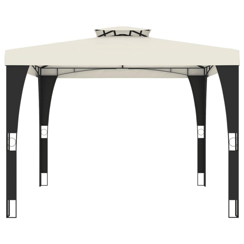 Vidaxl arbor with double roof 2.98x2.98 m steel cream -colored