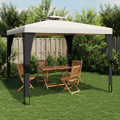 Gazebo Vidaxx à double toit 2,98x2,98 m en acier couleur crème