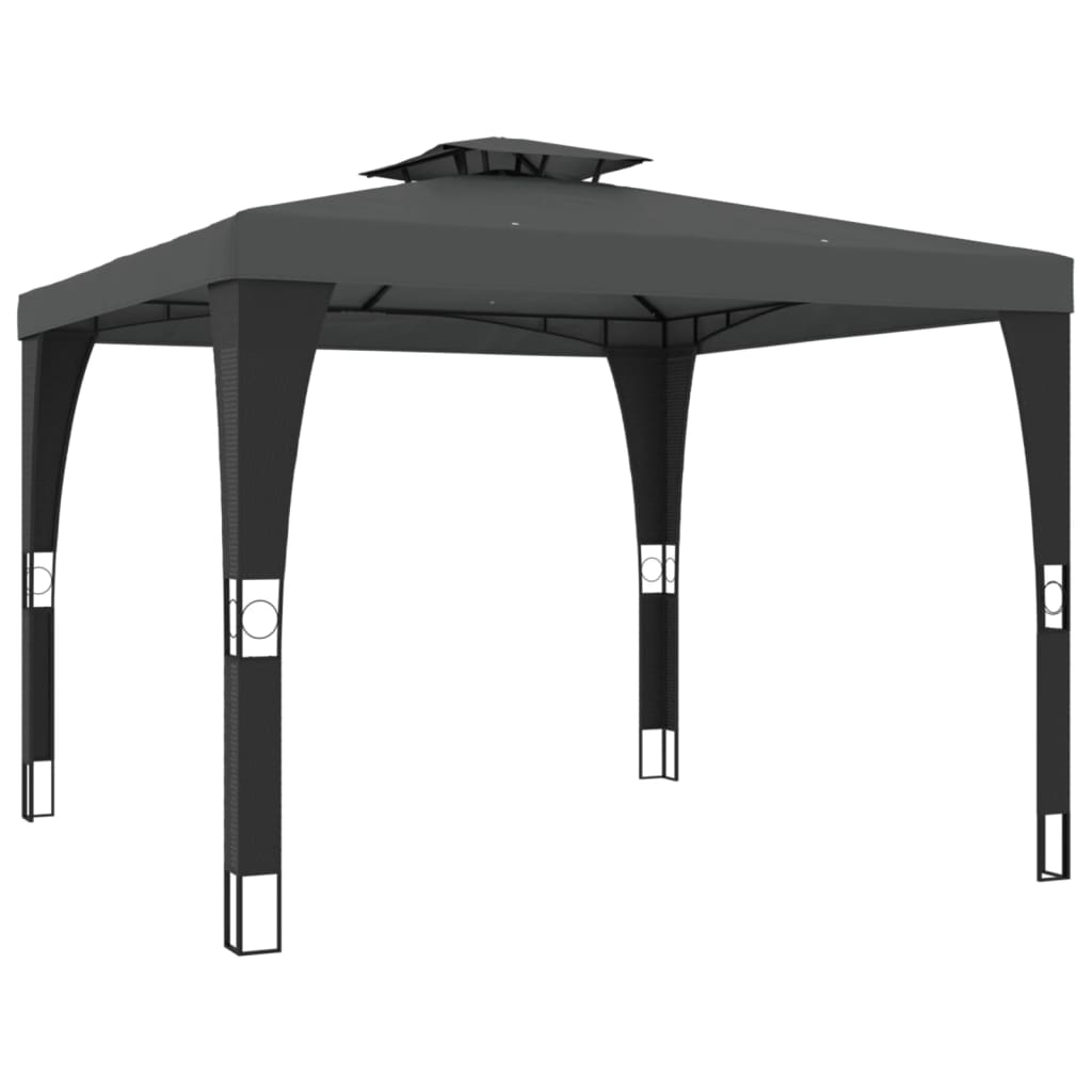 Gazebo Vidaxl à double toit 2,98x2,98 m acier anthracite