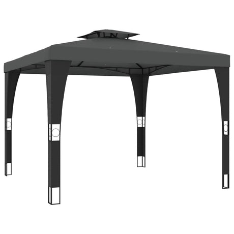 Gazebo Vidaxl à double toit 2,98x2,98 m acier anthracite