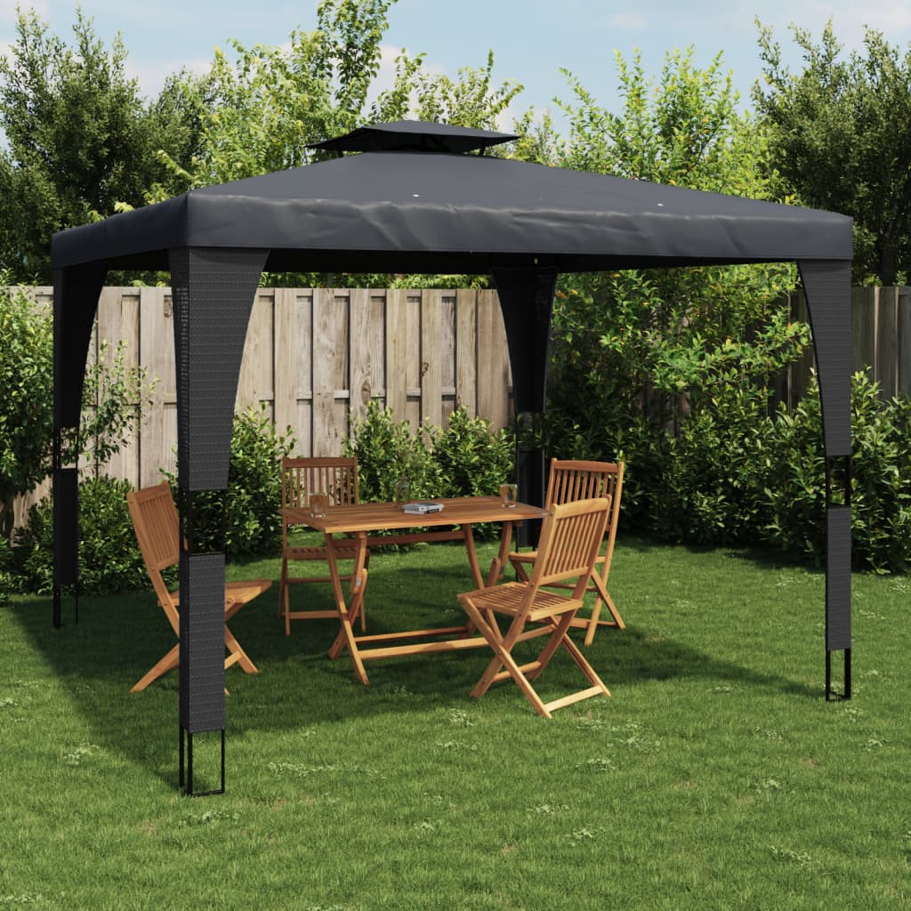 Gazebo Vidaxl à double toit 2,98x2,98 m acier anthracite