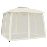 VidaXL arbor side walls of mesh and double roof 2.93x2.93 m steel cream