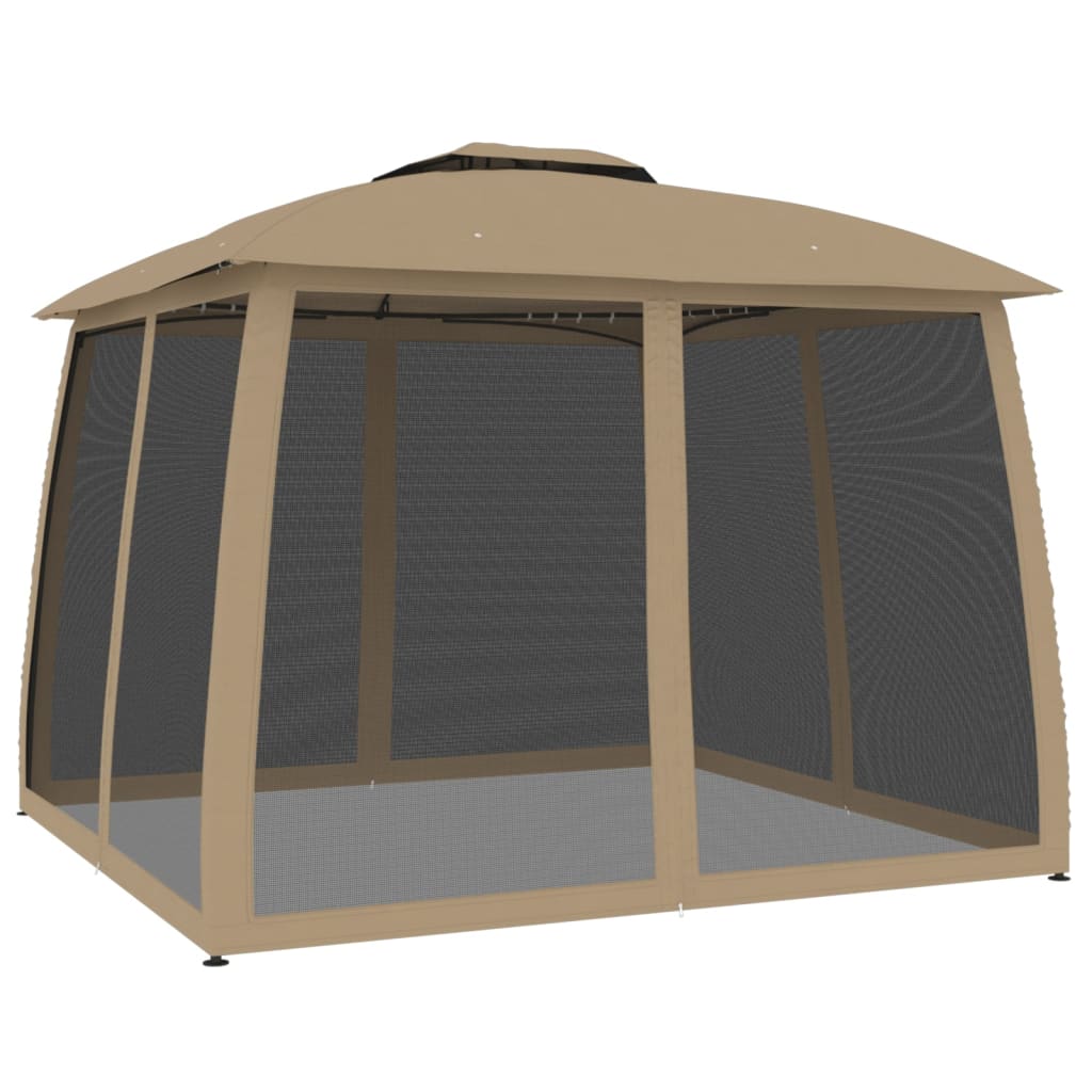 Parois latérales du gazebo Vidaxx en maille et double toit 2,93x2,93 m acier taupe