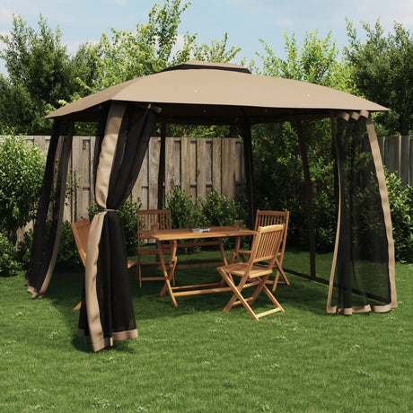 Parois latérales du gazebo Vidaxx en maille et double toit 2,93x2,93 m acier taupe