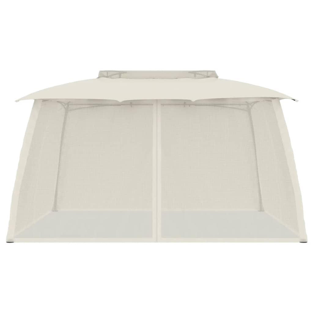 VidaXL arbor side walls of mesh and double roof 3.93x2.93 m steel cream