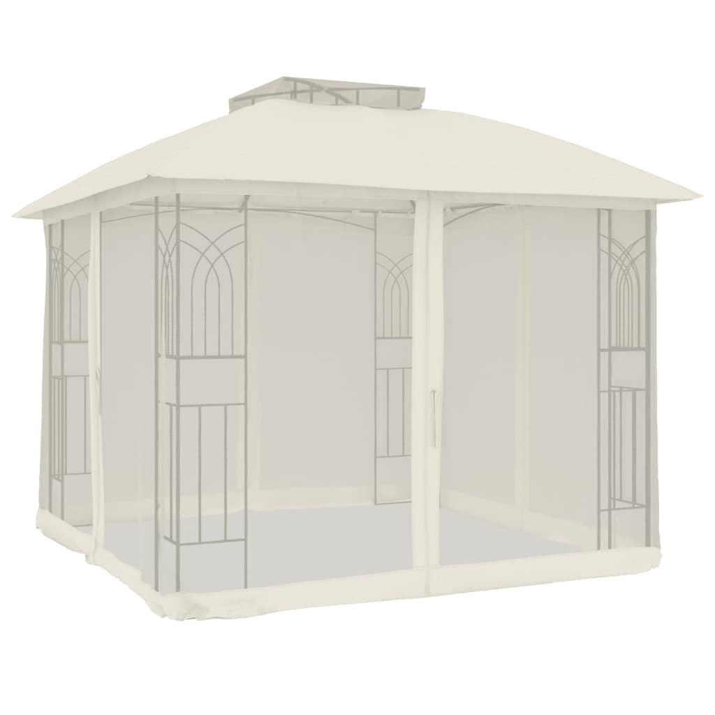 Parois latérales du gazebo Vidaxx en maille et double toit 2,94x2,94 m acier crème